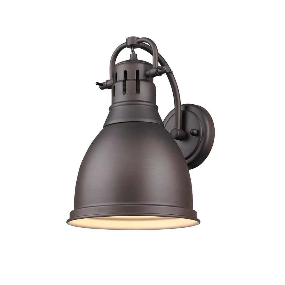 Golden Lighting 3602-1W RBZ-RBZ Duncan RBZ 1 Light Wall Sconce in the Rubbed Bronze finish with Rubbed Bronze